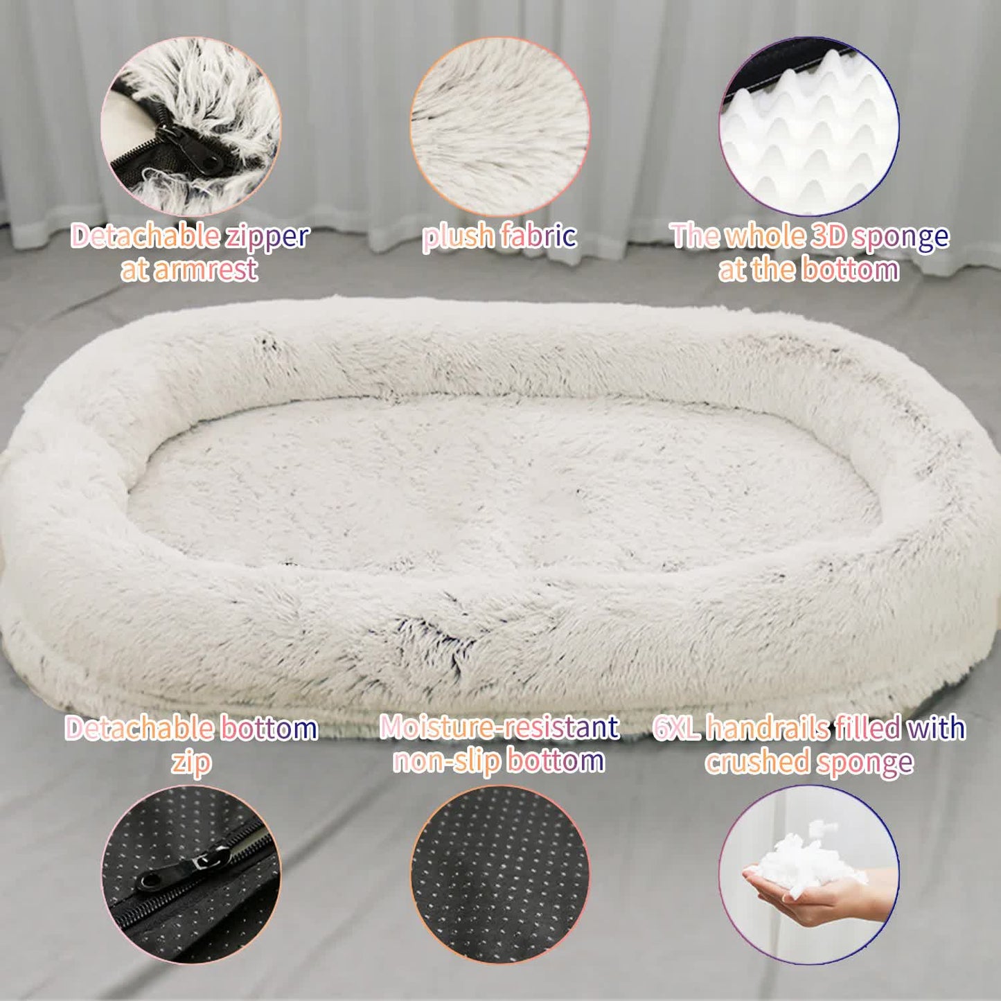 Fluffy Donut-Shaped Pet Bed- Soft, Cozy, and Anti-Anxiety for Dogs and Cats, Machine Washable Gradient Coffee Size:L 90*65*20cm