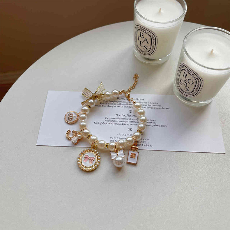 White 4-PCS Pearl Charm Pet Necklace - Adjustable Bowknot Collar for Small Dogs & Cats (L: 30+5CM)