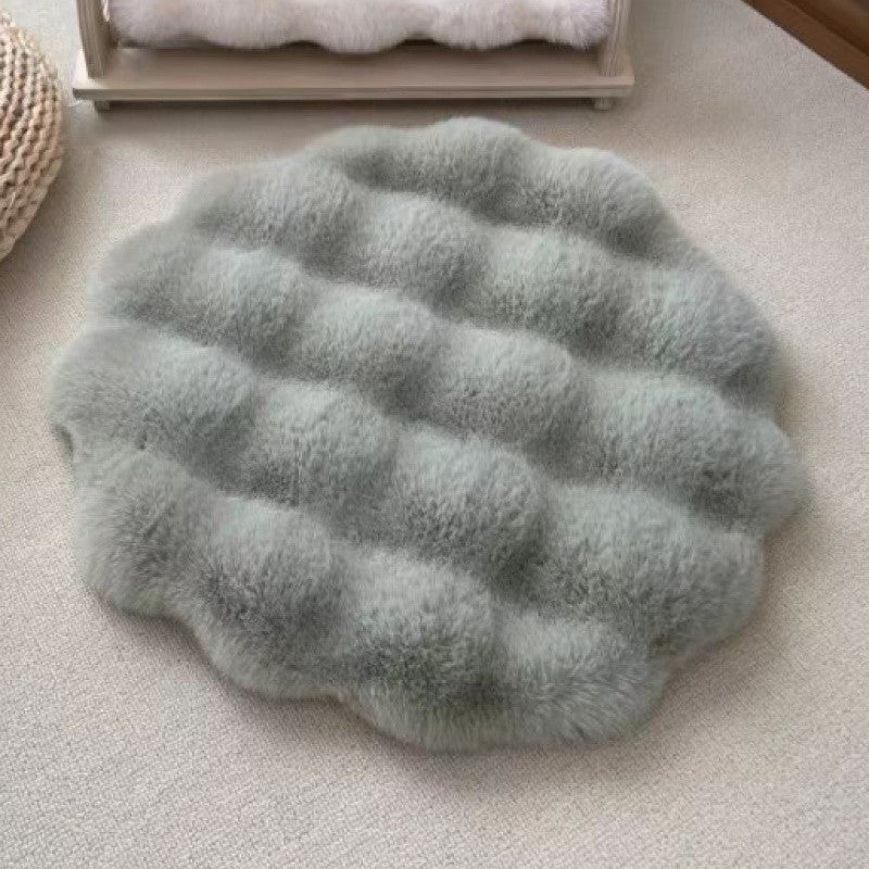 Matcha color Plush Round Cat Mat - Soft Faux Fur Sleeping Pad (40cm Diameter)