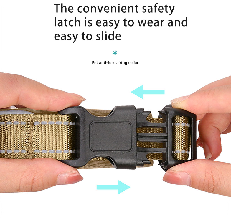 M Blue-green Secure Nylon Dog Collar with Built-in Apple AirTag (not included) Holder Case - Pet Tracker