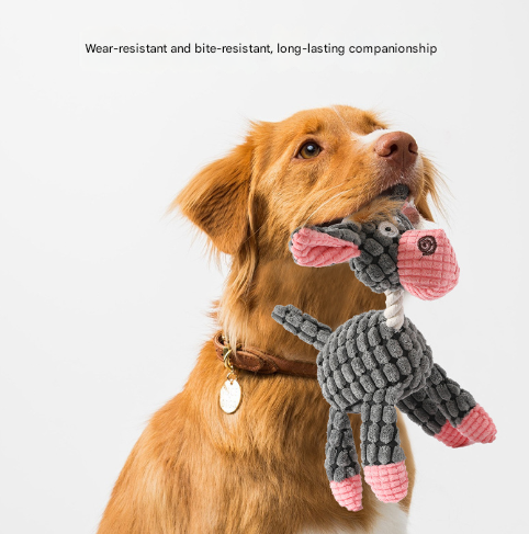 3pcs White Goofy Plush Donkey Squeaky Dog Toy - Large Interactive Chew & Cuddle Buddy