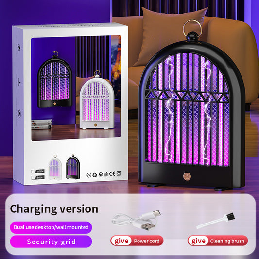 Black (Chargeing version) USB Mosquito Killer Lamp - Electric Bug Zapper, Wall-Mounted/Standing, Silent