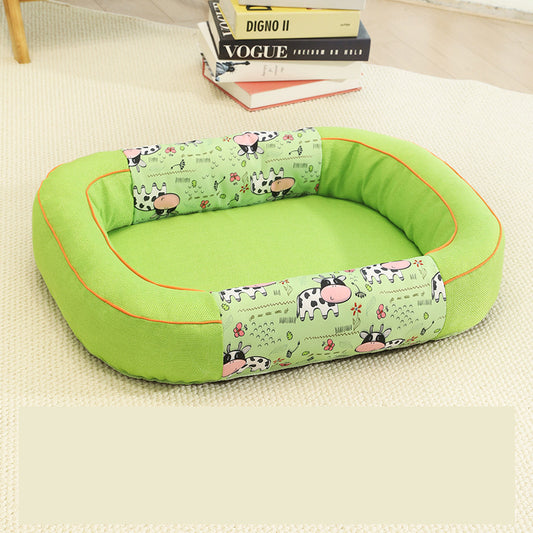 Size M Green Cozy Pet Bed for Small Dogs and Cats - Durable & Chew-Resistant Nest for All Seasons