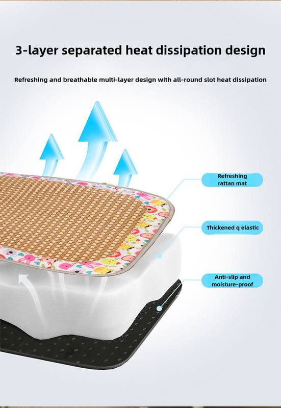 Size S Style 1 Pink And Brown Pet Cooling Mat for Dogs and Cats - Summer Breathable Woven Rattan Bed with Sponge Cushion, Durable and Chew-Resistant