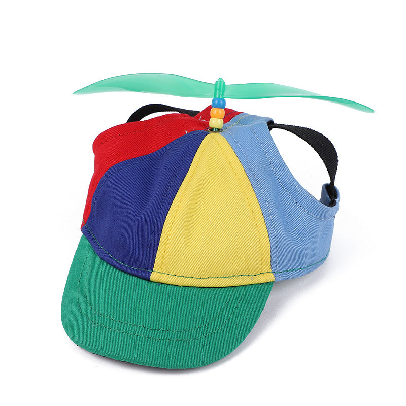 S Green Pet Baseball Cap with Spinning Propeller - Colorful Fun Design - See Details for Sizing