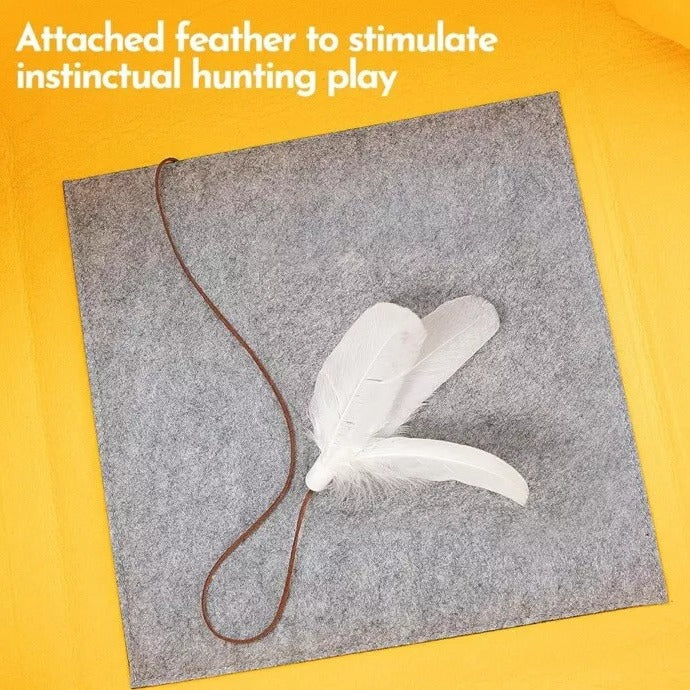 Yellow Large Transformable Felt Cat Tunnel Bed - Cozy Foldable Pet Play House & Cave (104cm x 104cm)