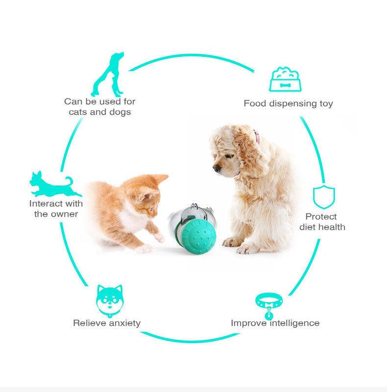Pet Tumbler Treat Dispenser Ball,Interactive Feeding Toy for Dogs and Cats(Yellow and white)