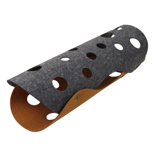 DIY Felt Cat Tunnel - Foldable Egg Roll-Shaped Pet Toy with Multiple Holes(Brown + Gray)