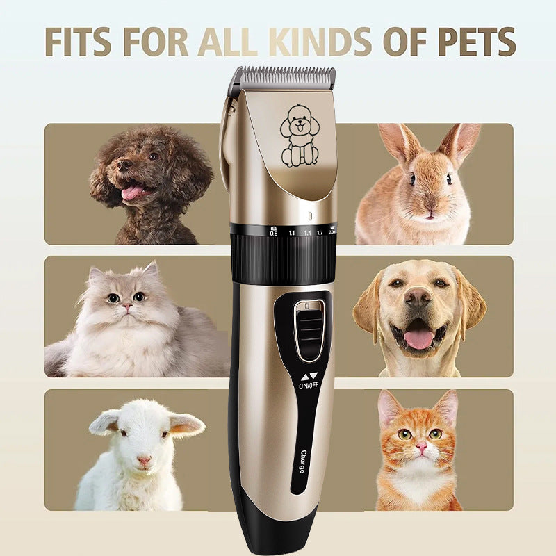 Professional Pet Grooming Hair Clipper Kit - Rechargeable, Low Noise, with Ceramic Blades & 5-Speed Adjustment(gold)