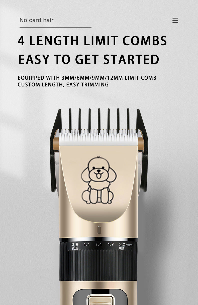 Professional Pet Grooming Hair Clipper Kit - Rechargeable, Low Noise, with Ceramic Blades & 5-Speed Adjustment(gold)